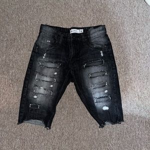 White Tag Black Ripped Jean Shorts US 29